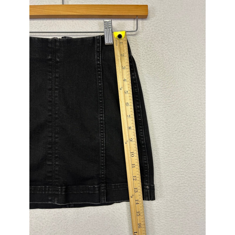 Grunge Wild Fable Womens 00 Black Denim Mini Skirt Zip Back Stretch Casual Goth - Picture 5 of 8